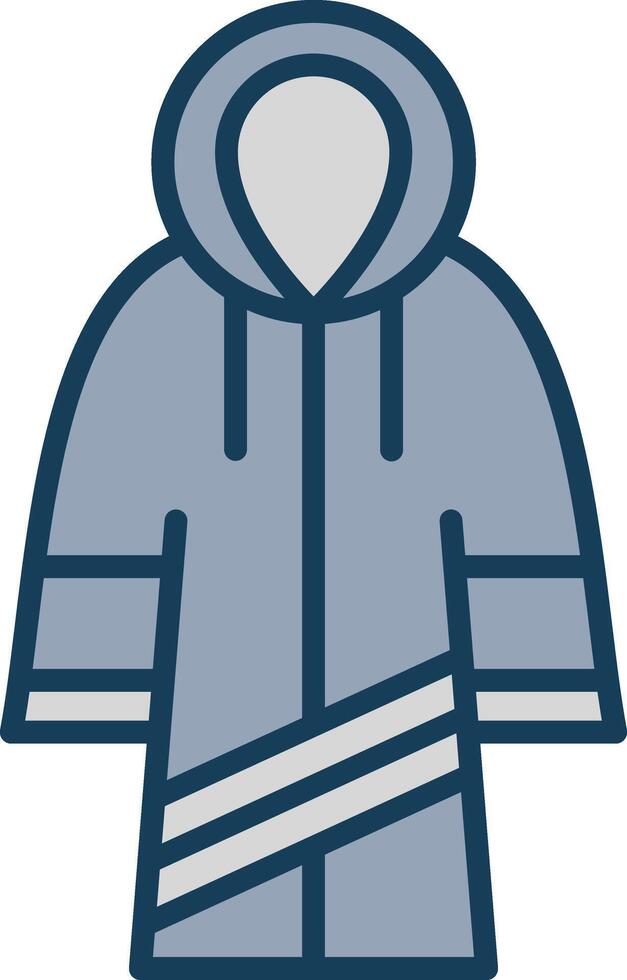 Raincoat Line Filled Grey Icon vector