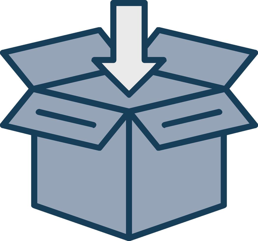 Open Box Line Filled Grey Icon vector