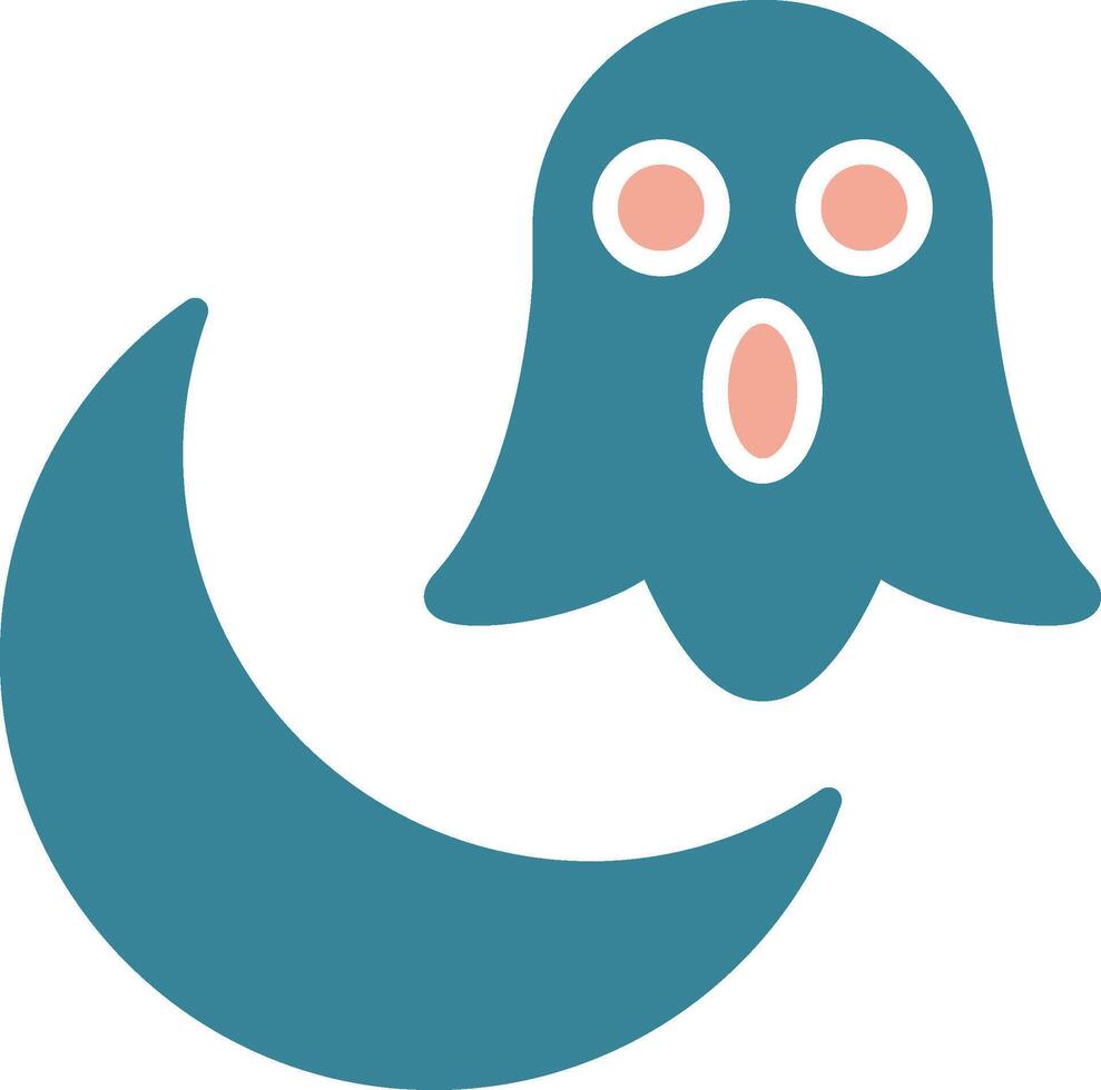 icono de dos colores de glifo de luna de halloween vector