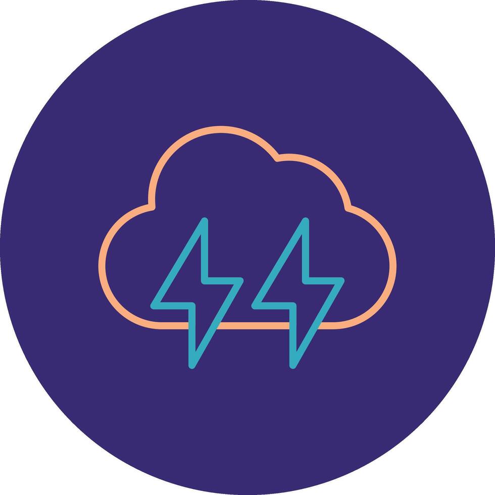 Lightening Line Two Color Circle Icon vector