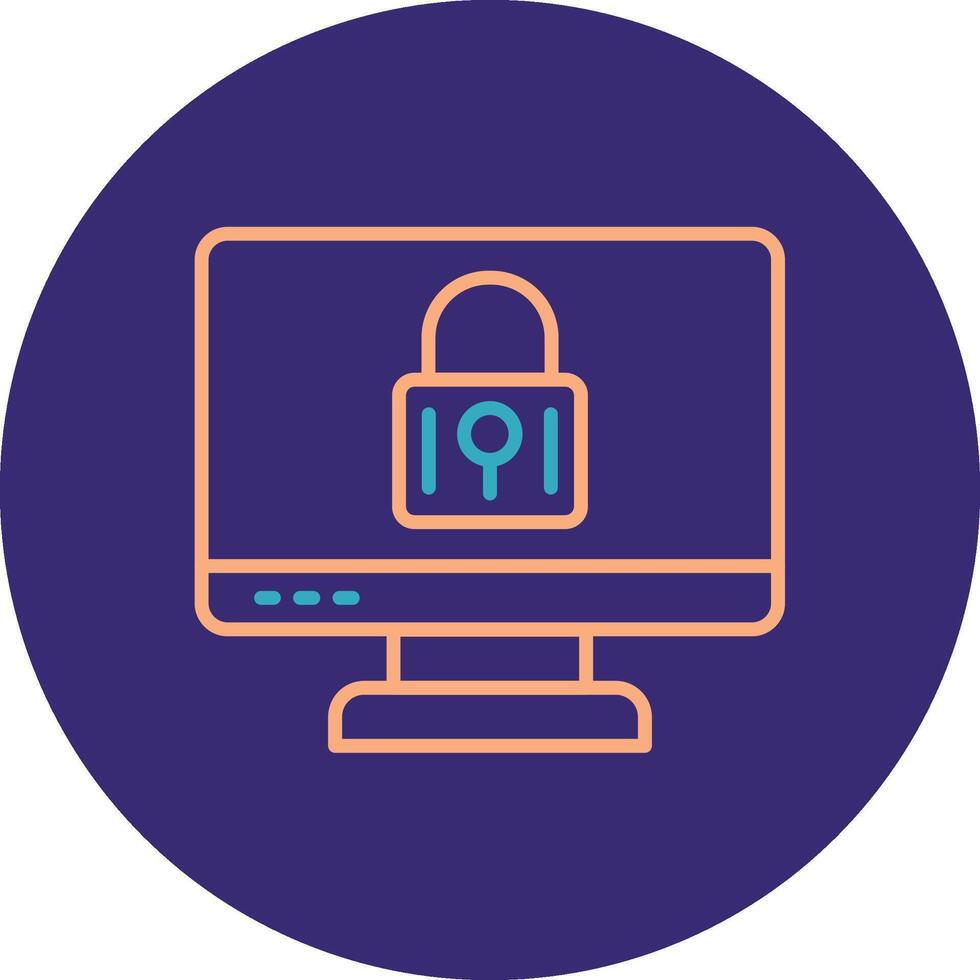 Locked Computer Line Two Color Circle Icon vector