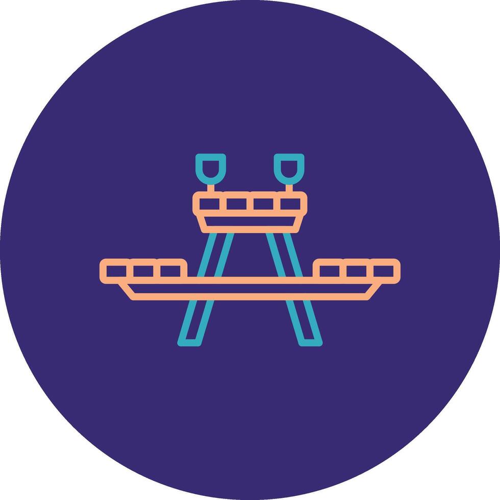 Picnic Table Line Two Color Circle Icon vector