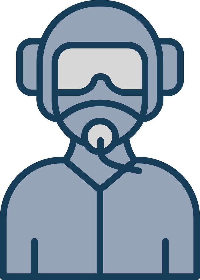 Pilot Line Filled Grey Icon vector