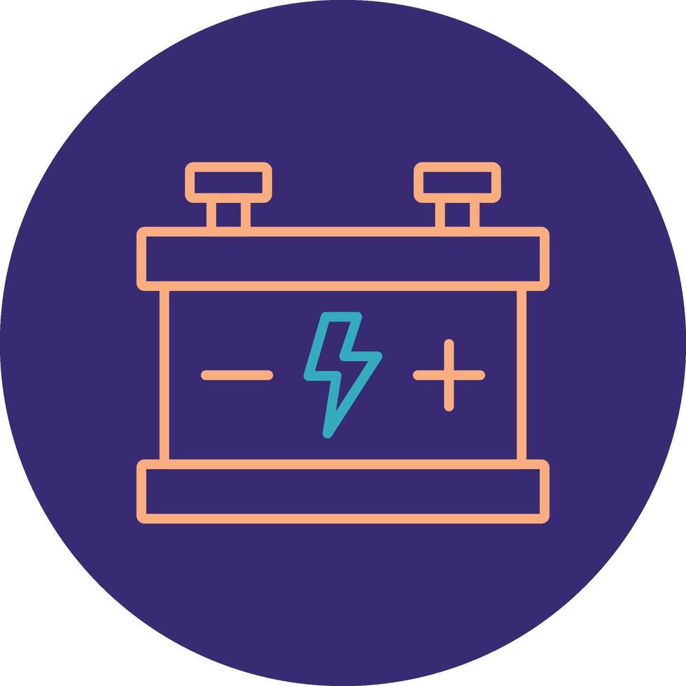 Car Battery Line Two Color Circle Icon vector