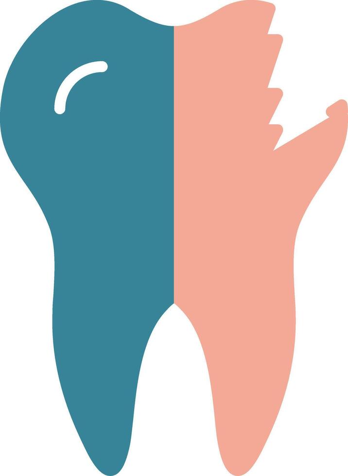 Broken Tooth Glyph Two Color Icon vector