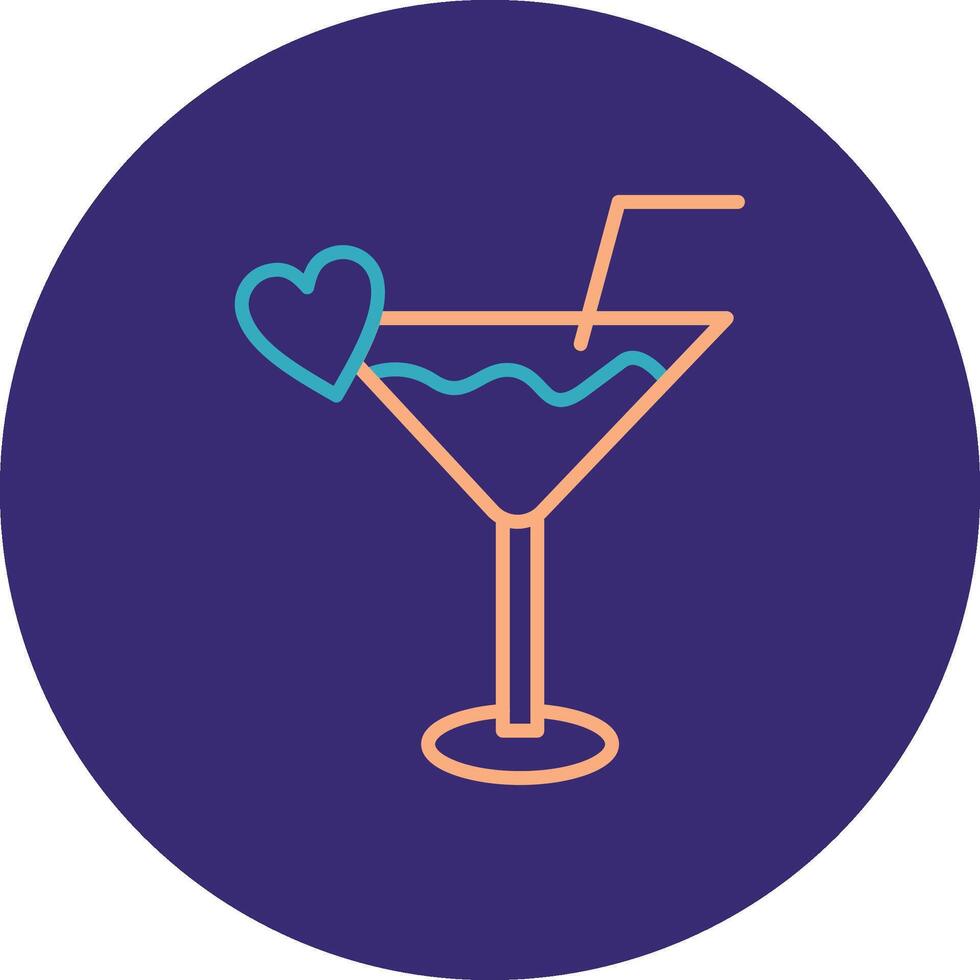 Cocktail Line Two Color Circle Icon vector