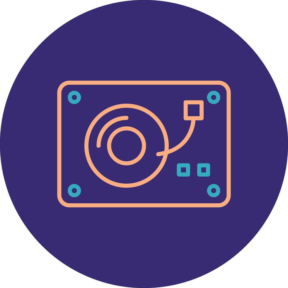 Turntable Line Two Color Circle Icon vector