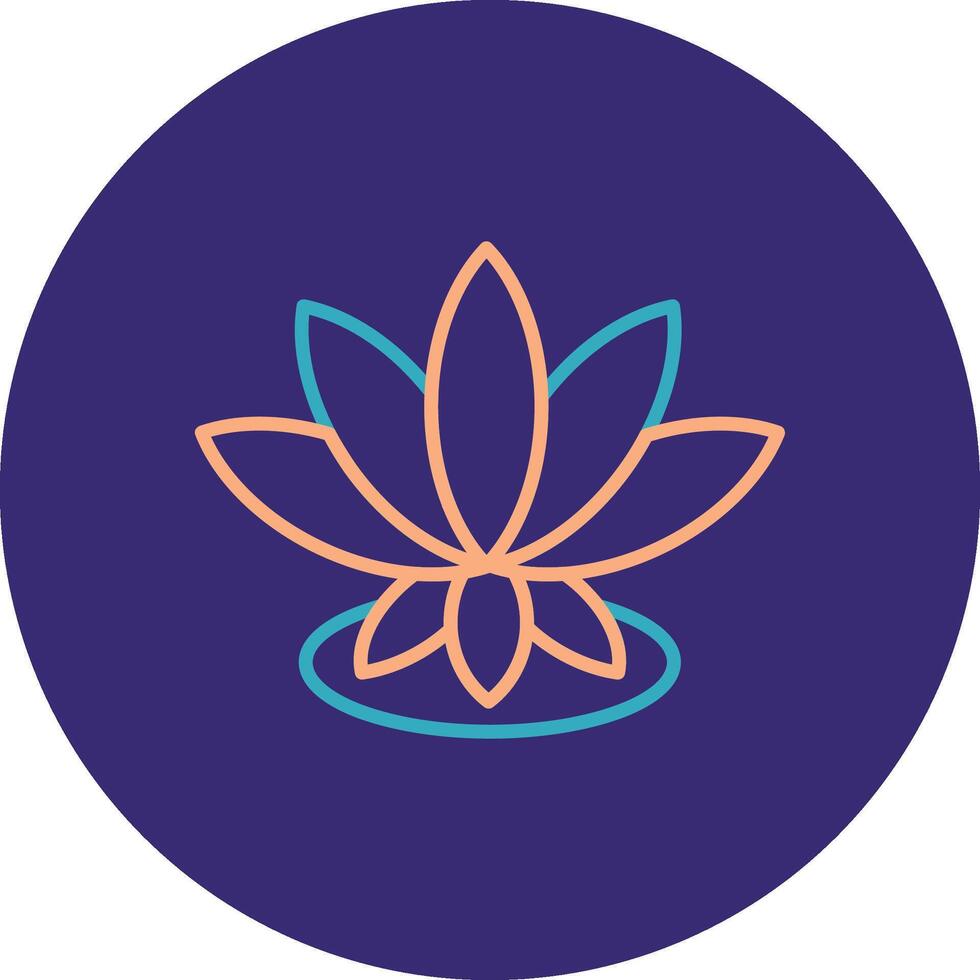 Lotus Line Two Color Circle Icon vector