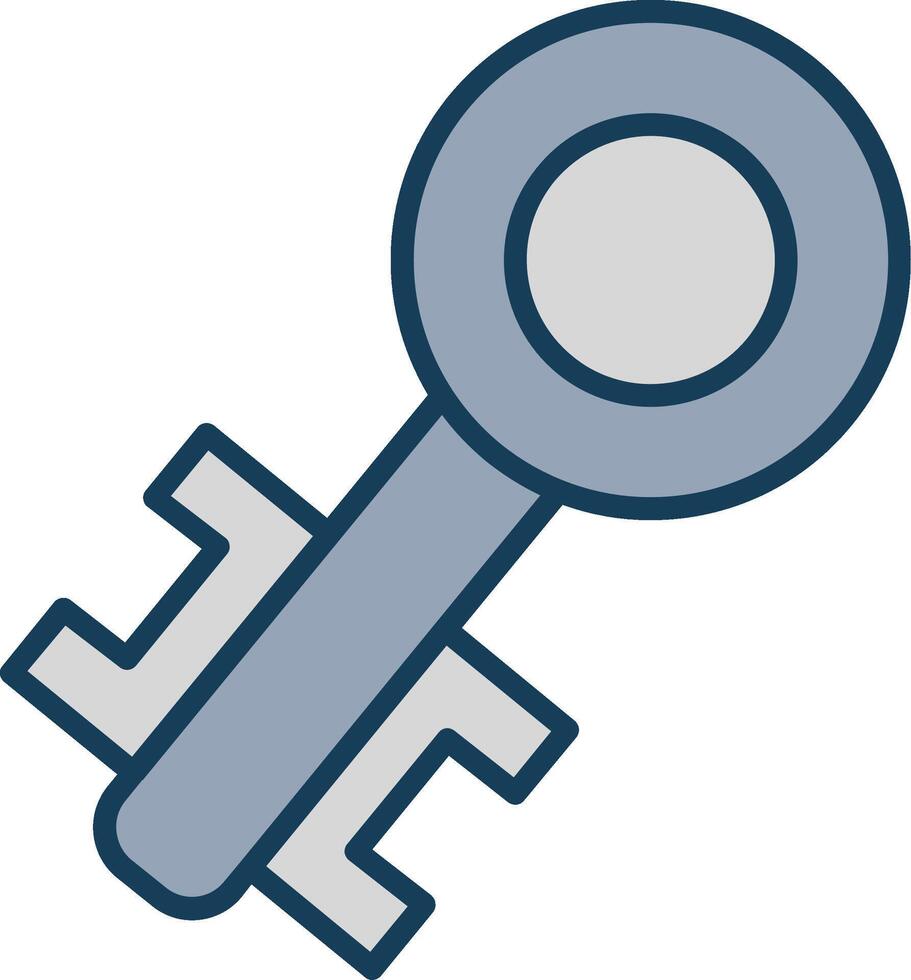 Old Key Line Filled Grey Icon vector