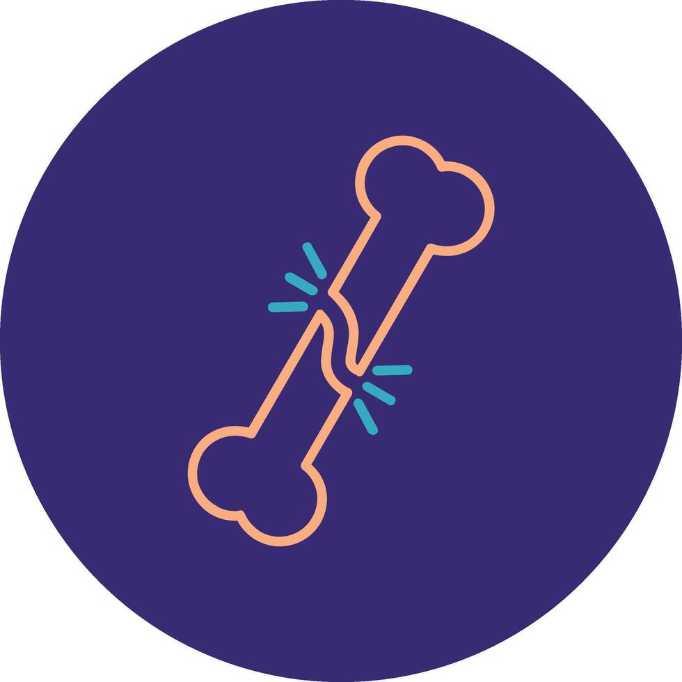Broken Bone Line Two Color Circle Icon vector