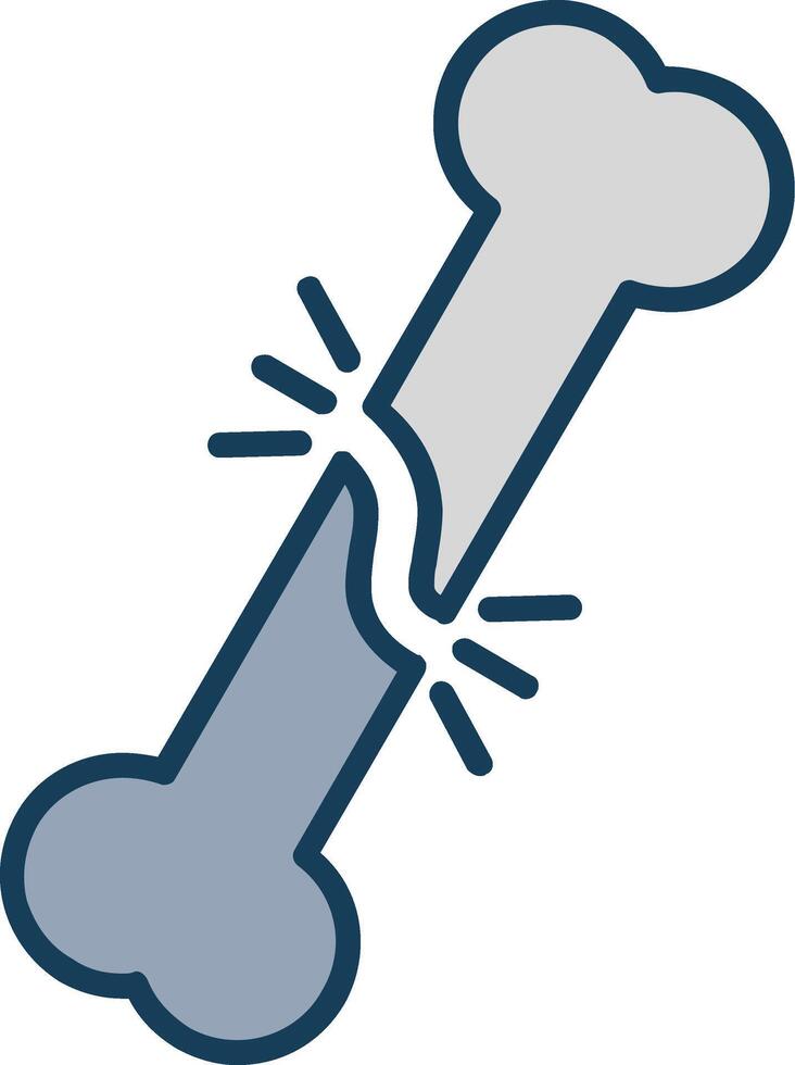 Broken Bone Line Filled Grey Icon vector