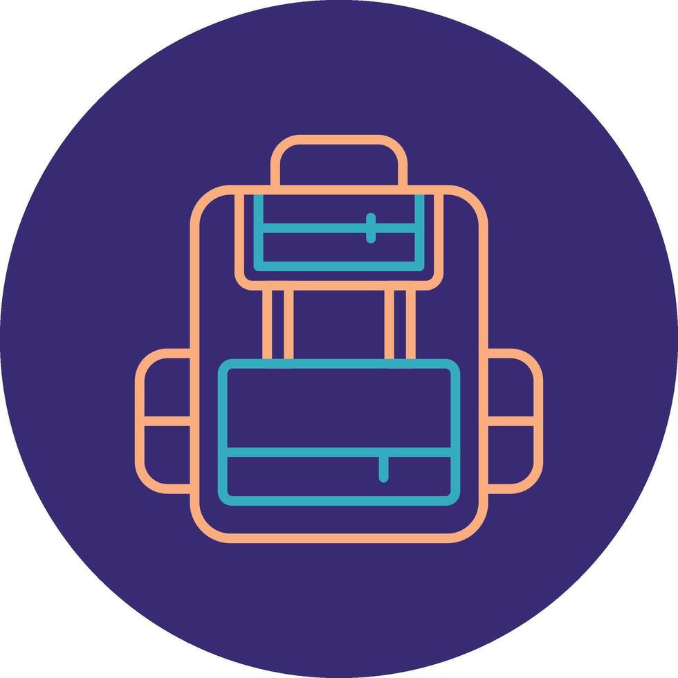 Rucksack Line Two Color Circle Icon vector