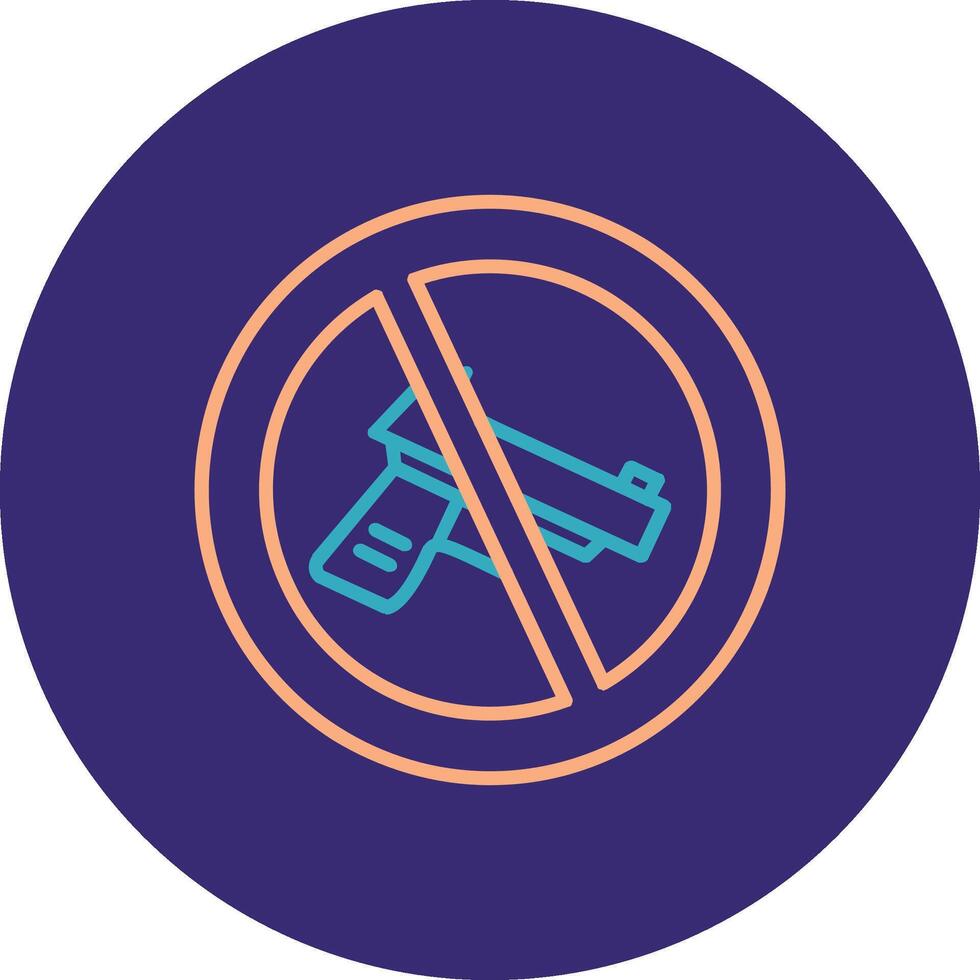 No Gun Line Two Color Circle Icon vector