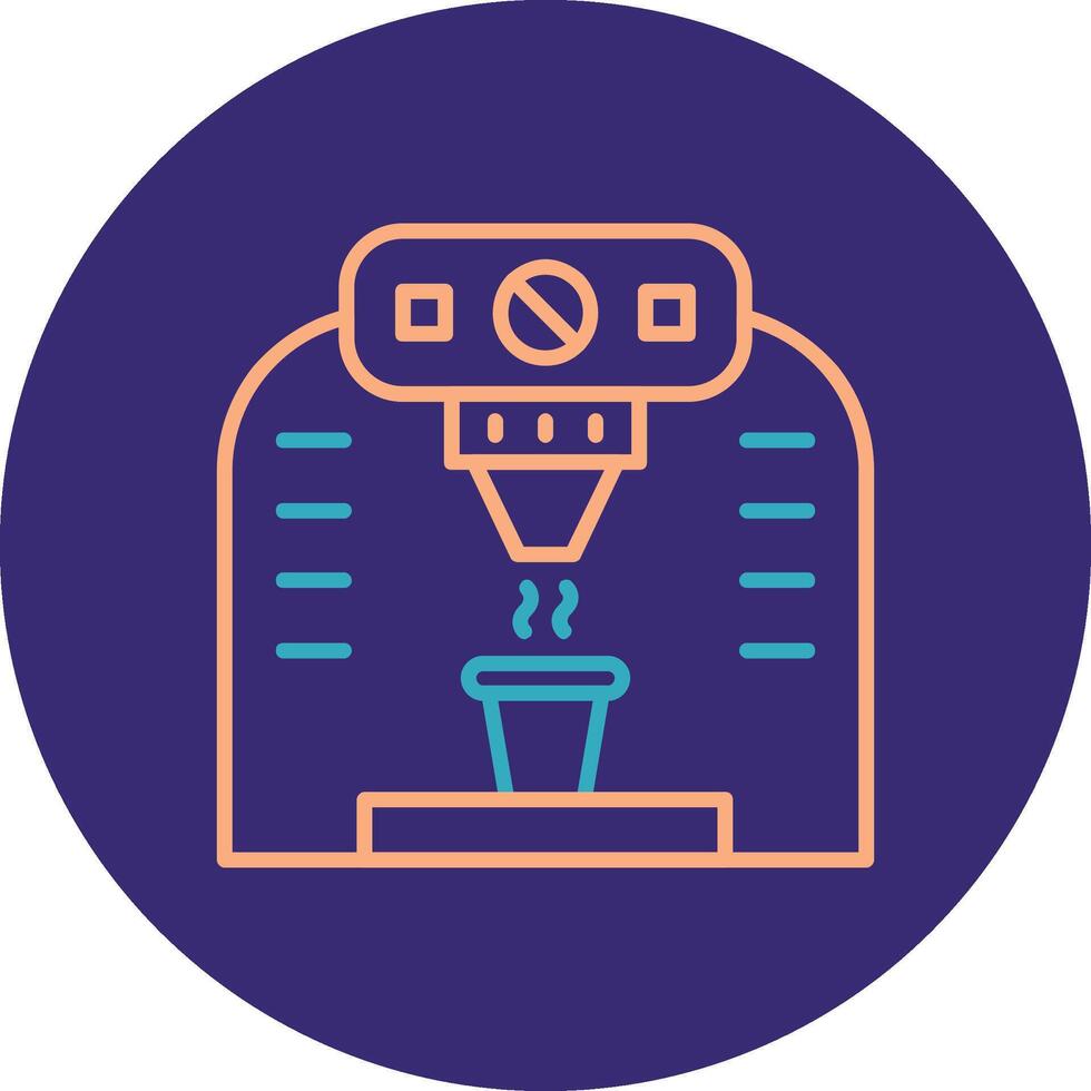 Coffee Machine Line Two Color Circle Icon vector