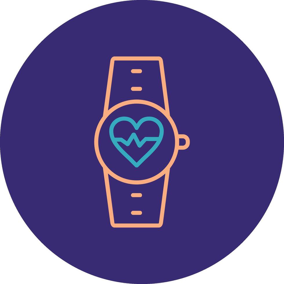 Heart Rate Monitor Line Two Color Circle Icon vector