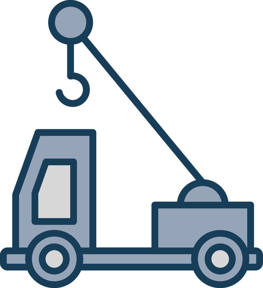 Crane Truck Line Filled Grey Icon vector