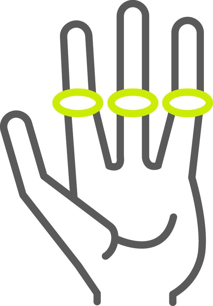 extraterrestre mano línea dos color icono vector