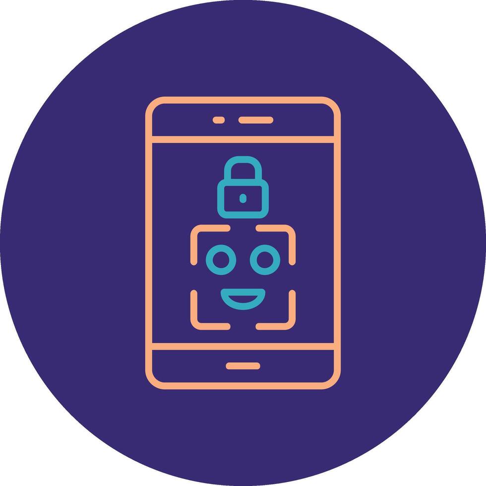 Facial Recognition Line Two Color Circle Icon vector