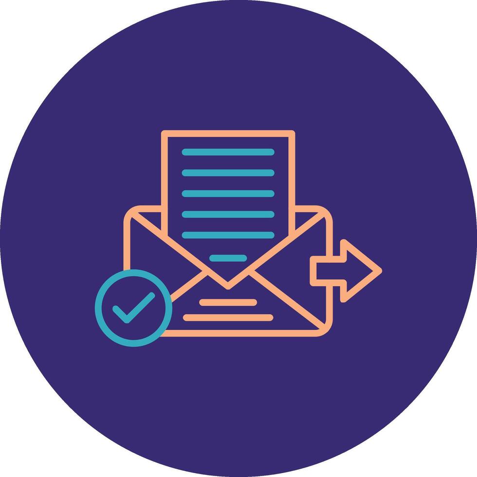 Send Mail Line Two Color Circle Icon vector