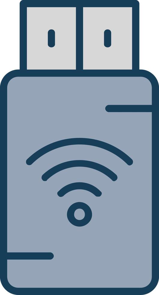 Pendrive Line Filled Grey Icon vector