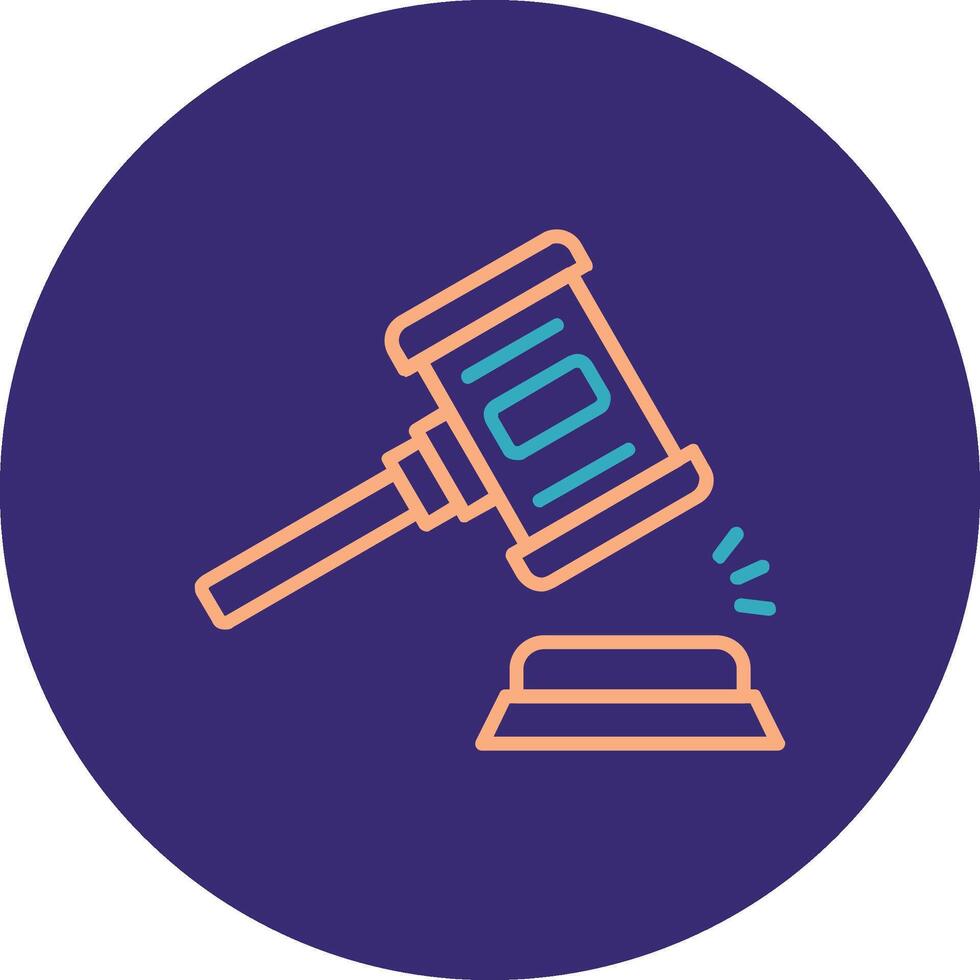 Auction Line Two Color Circle Icon vector
