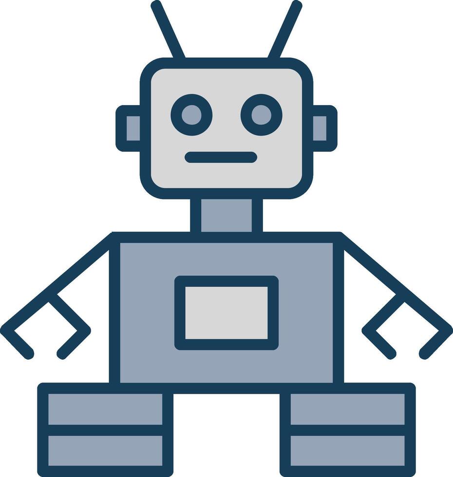 Robot Line Filled Grey Icon vector