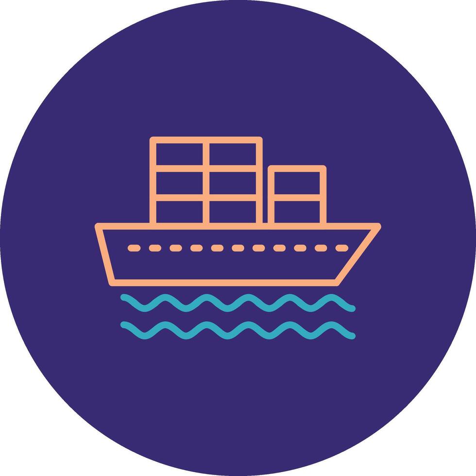 Container Ship Line Two Color Circle Icon vector