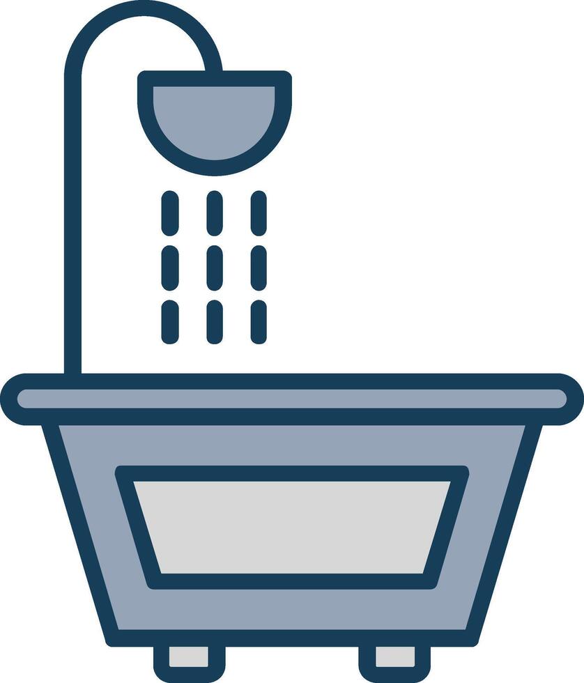 Bathtub Line Filled Grey Icon vector