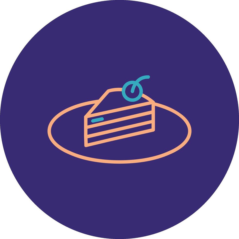 Piece Of Cake Line Two Color Circle Icon vector