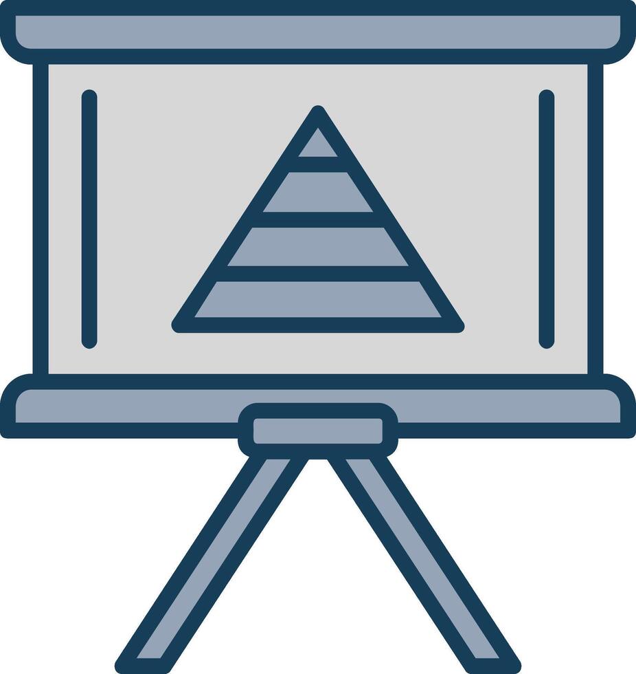 Pyramid Chart Line Filled Grey Icon vector