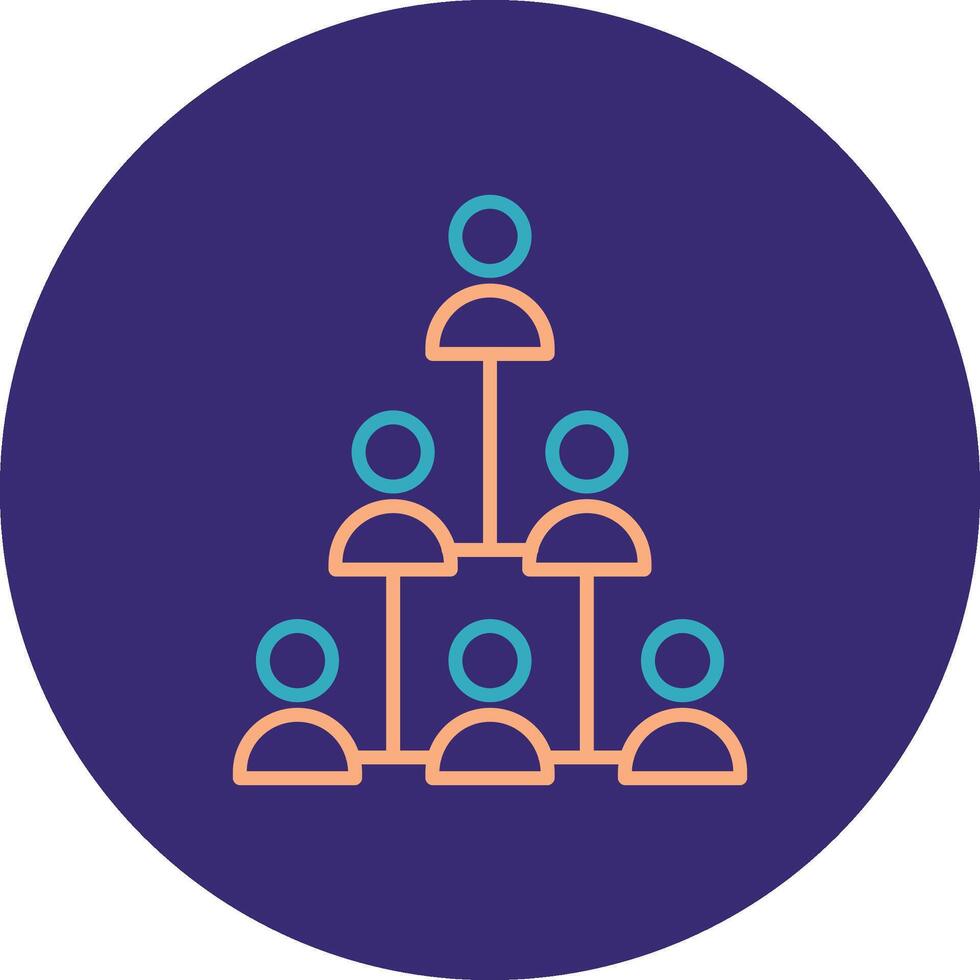 Hierarchical Structure Line Two Color Circle Icon vector