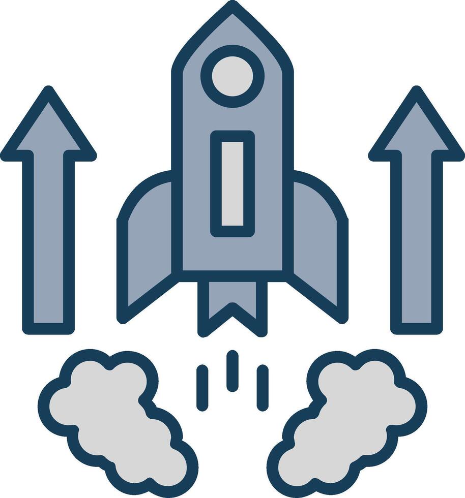 Rocket Line Filled Grey Icon vector