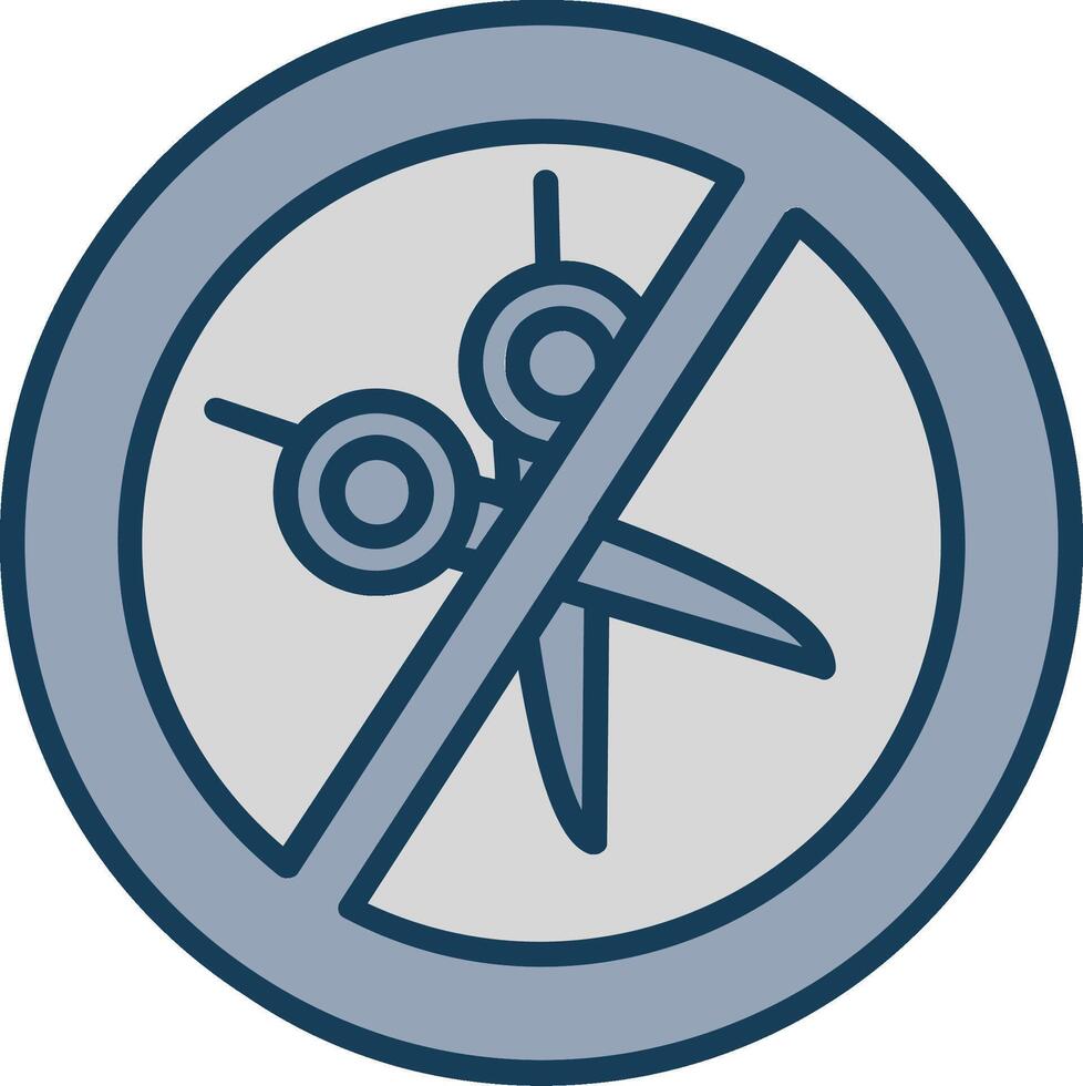 No Scissors Line Filled Grey Icon vector