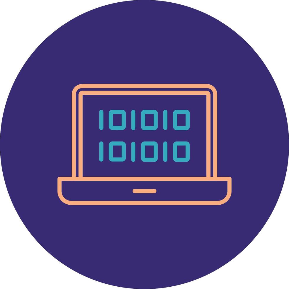 Binary Code Line Two Color Circle Icon vector
