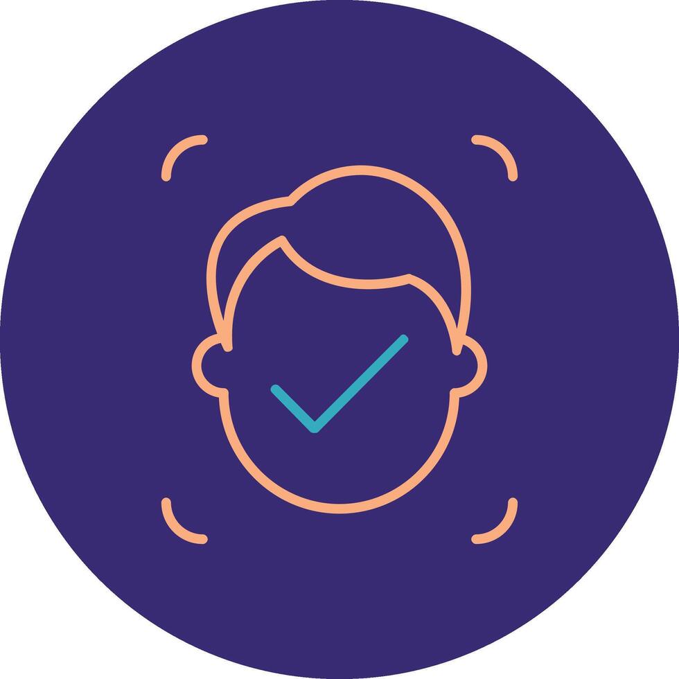 Facial Recognition Line Two Color Circle Icon vector