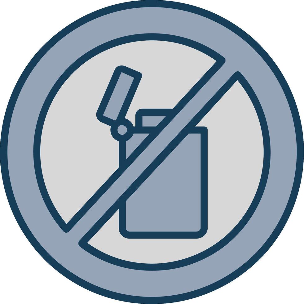 No Lighter Line Filled Grey Icon vector