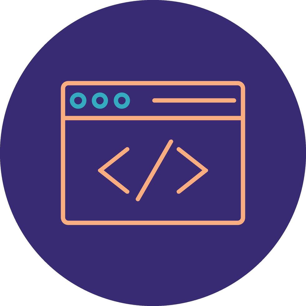 Coding Line Two Color Circle Icon vector