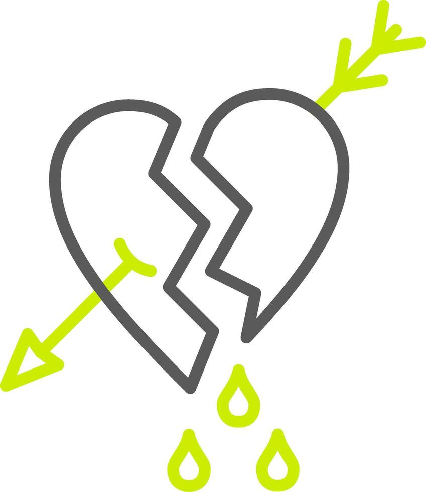 Broken Heart Line Two Color Icon vector