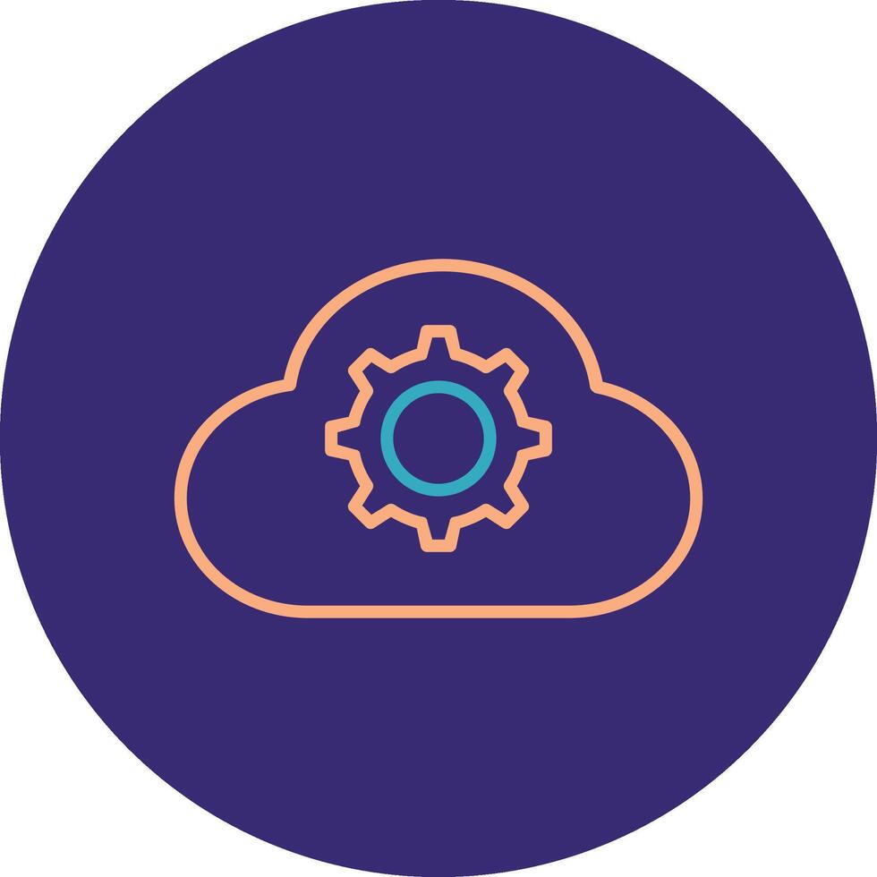 Cloud Settings Line Two Color Circle Icon vector