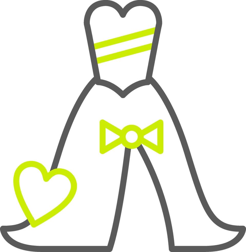 Wedding Dress Line Two Color Icon vector