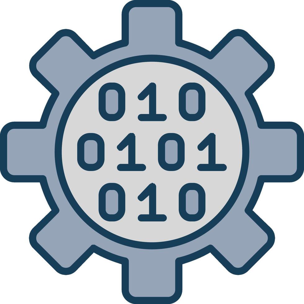 Gear Line Filled Grey Icon vector
