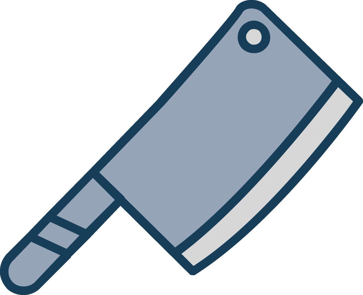 Butcher Knife Line Filled Grey Icon vector