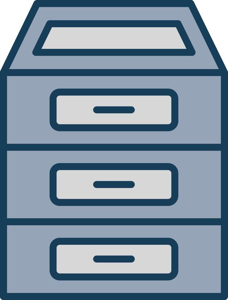 Filing Cabinet Line Filled Grey Icon vector