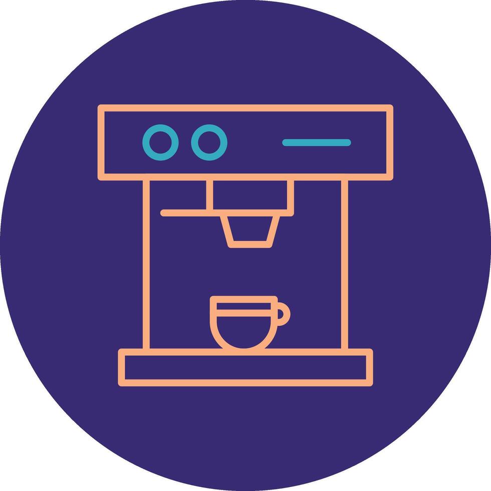 Coffee Machine Line Two Color Circle Icon vector