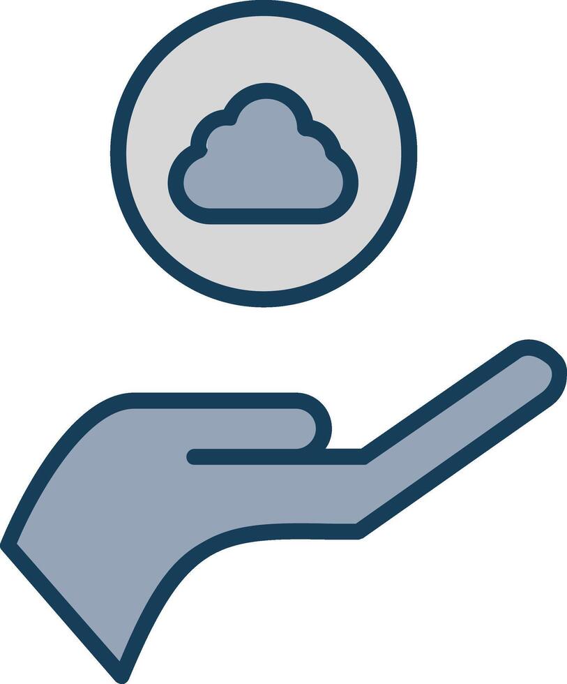 Cloud Line Filled Grey Icon vector