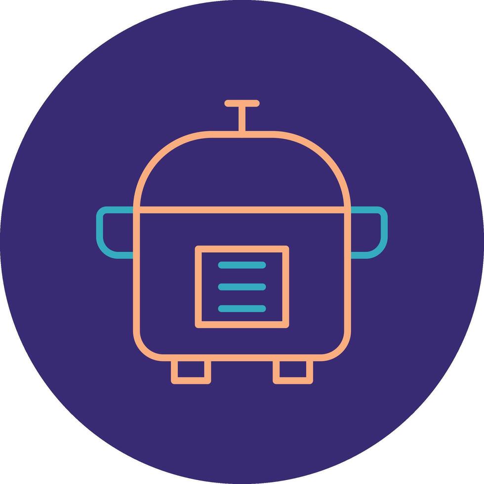 Slow Cooker Line Two Color Circle Icon vector