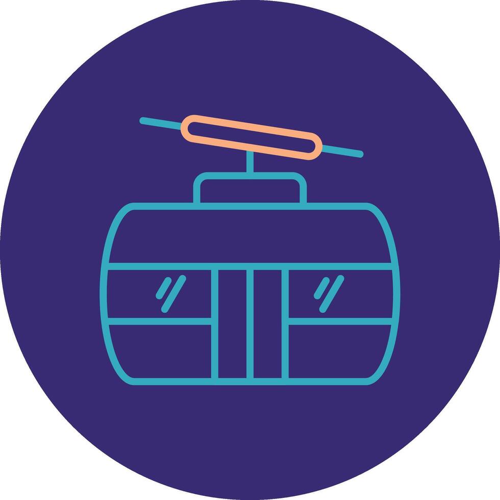 Cableway Line Two Color Circle Icon vector