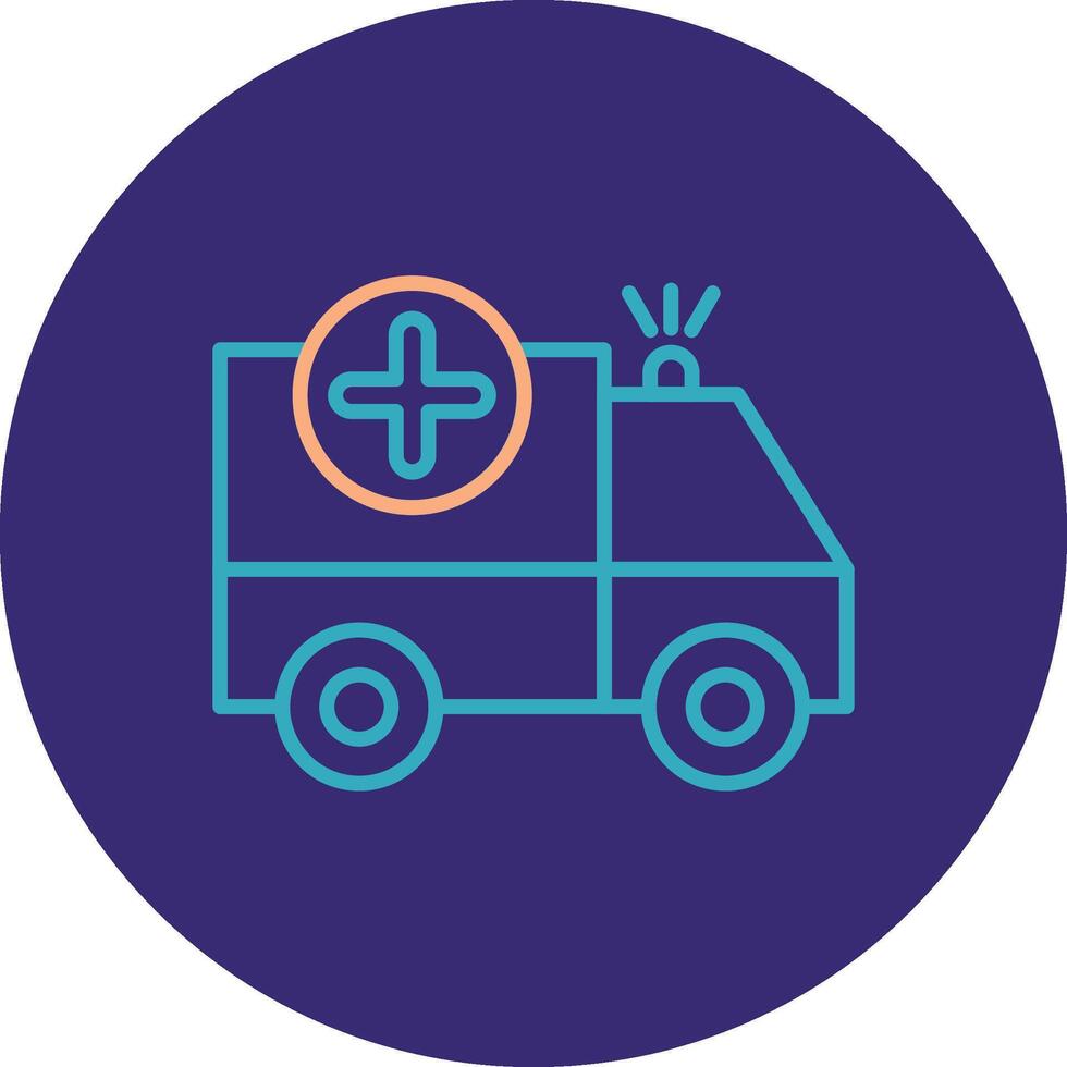 Ambulance Line Two Color Circle Icon vector