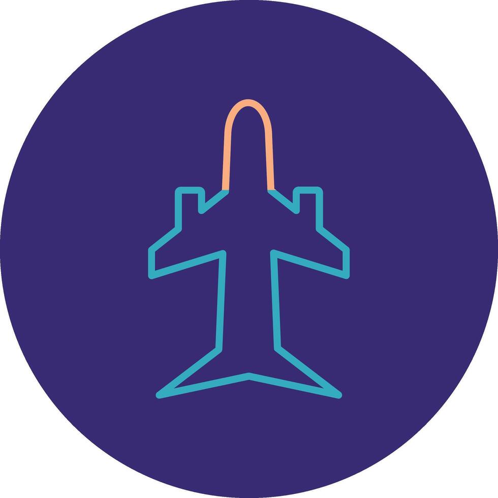 Plane Line Two Color Circle Icon vector