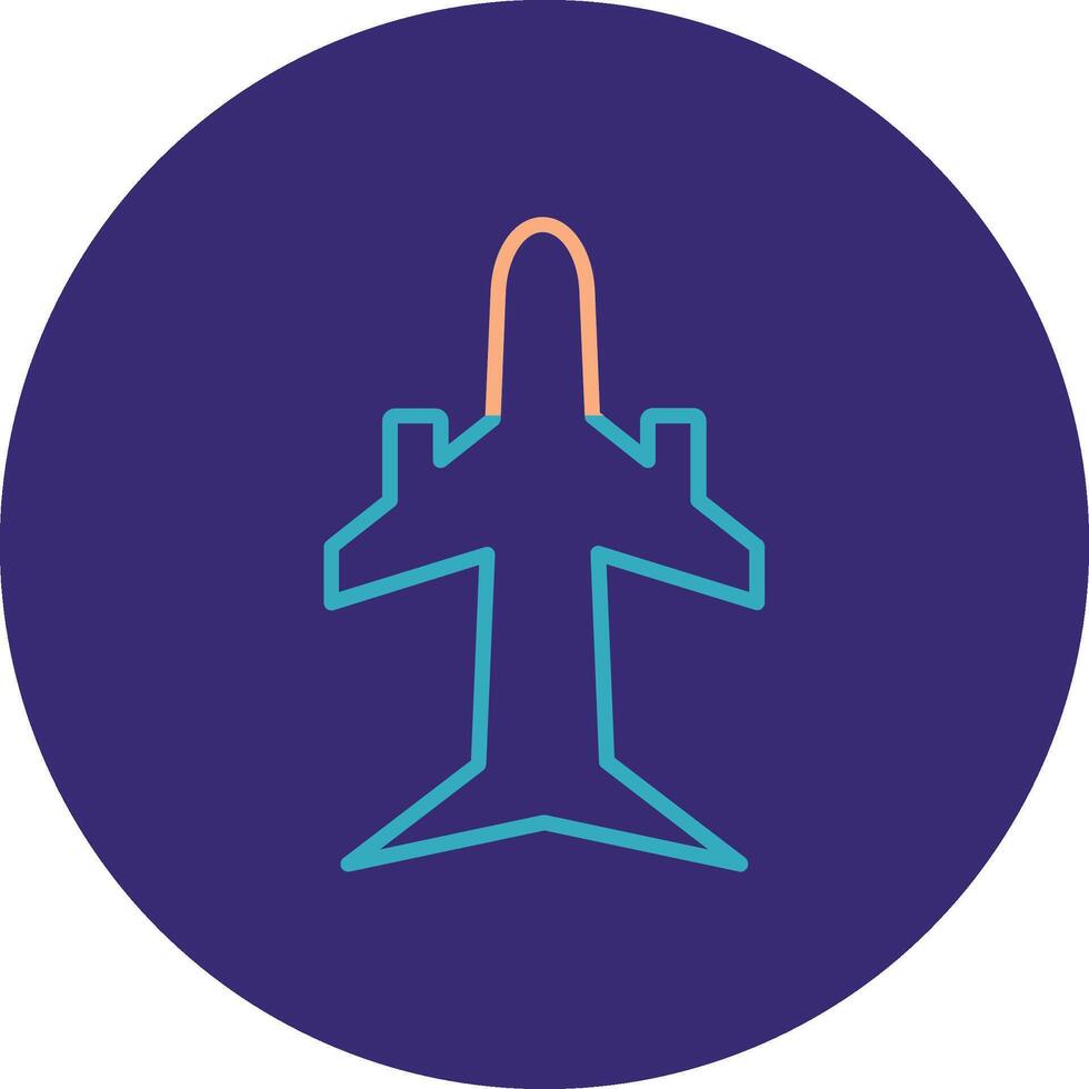 Plane Line Two Color Circle Icon vector